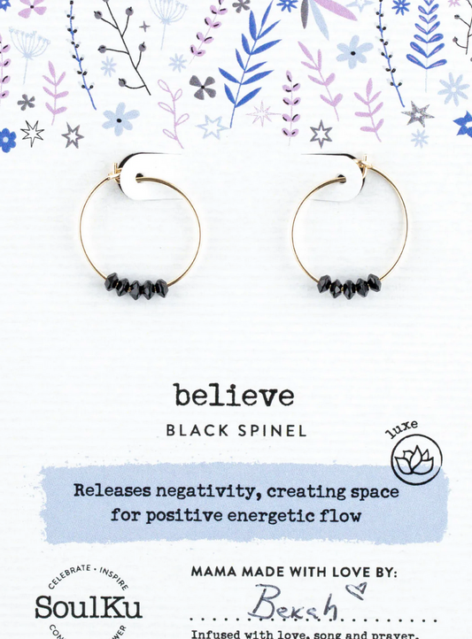 Believe - Black Spinel Earrings