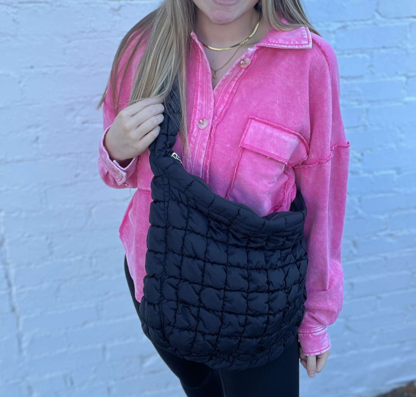 Large Quilted Puff Tote