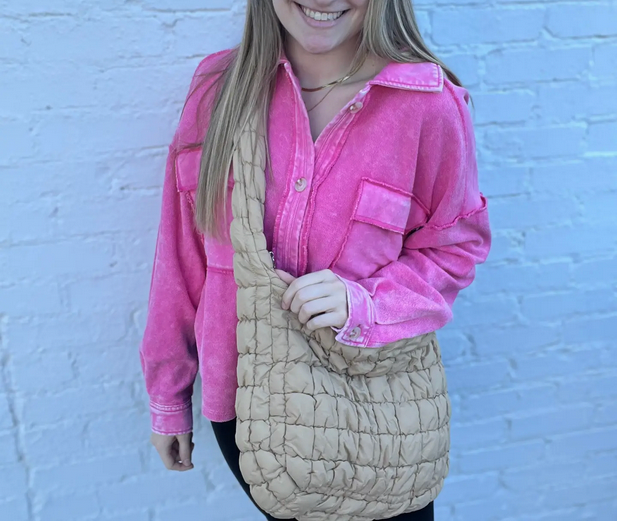 Large Quilted Puff Tote